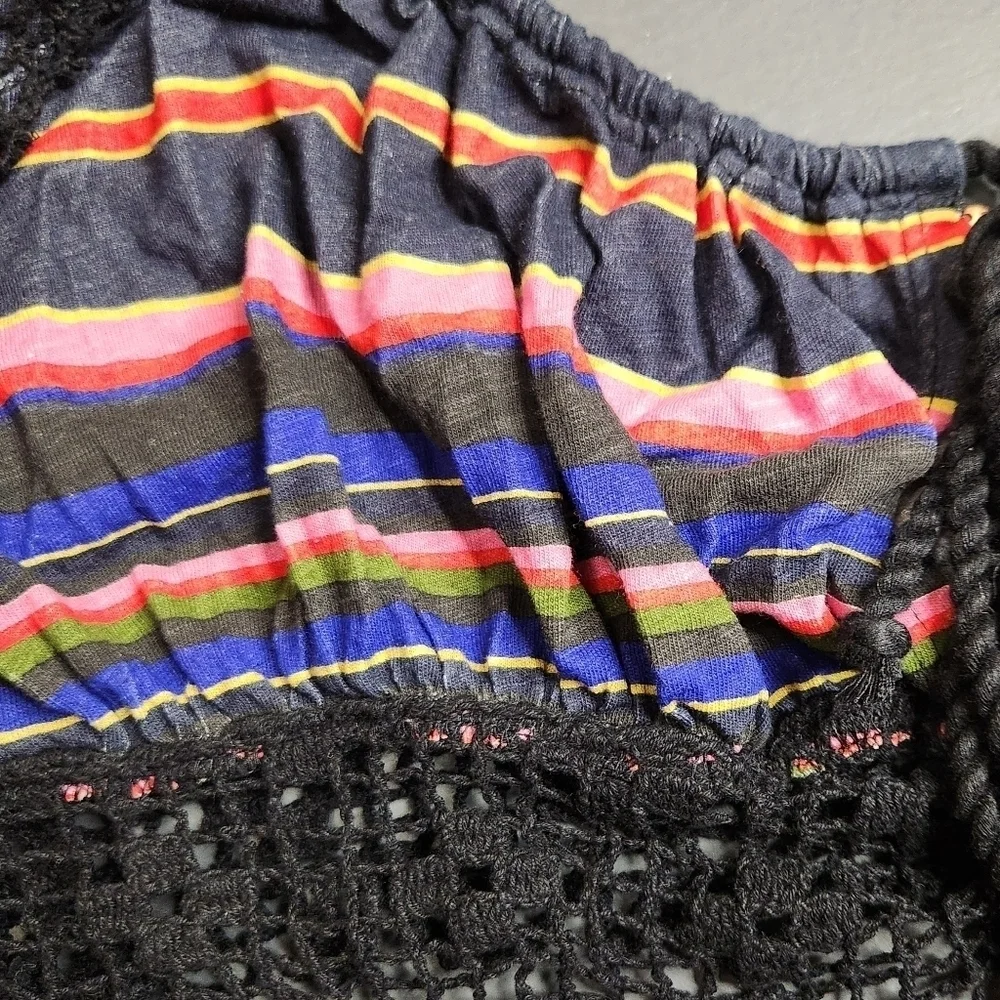 Free People NWOT Crop Top Size Small Aruba Crochet Multicolor Striped